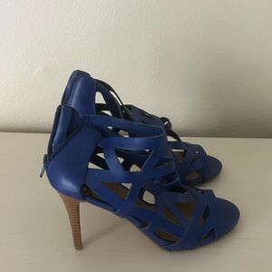 Royal blue ankle height sandals